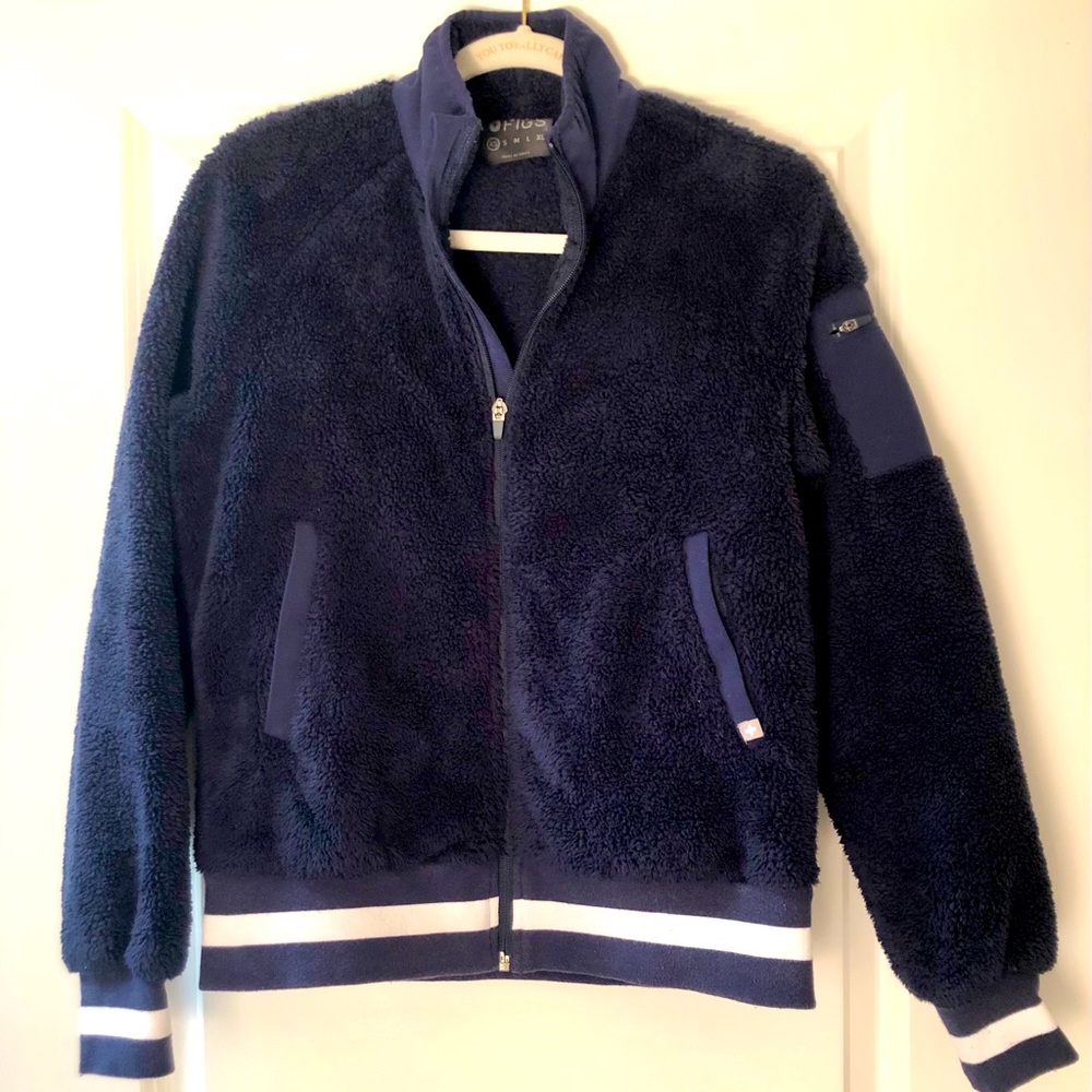 FIGS Scrubs Navy Blue Fleece Jacket XS